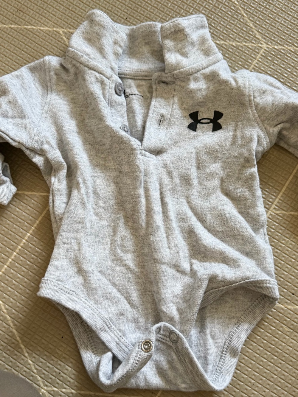 Under Armour Light Gray Infant Bodysuit with Black Logo
